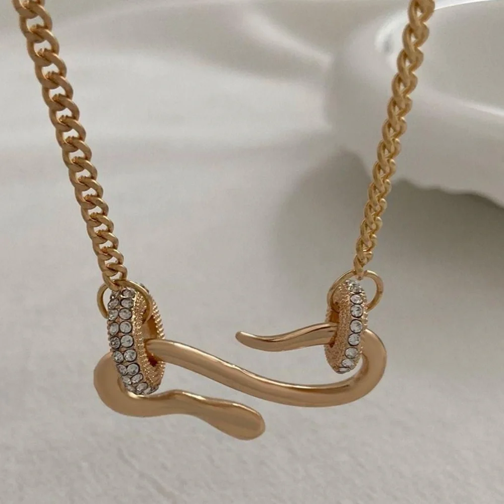 Snake Necklace 18K Gold Luxurious Crystal Stainless Steel for Men Women - Picture 4 of 13